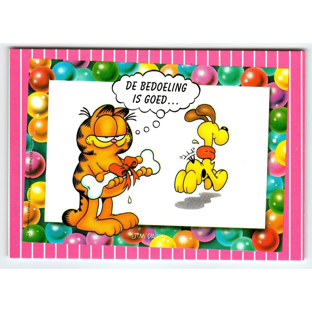 Vintage Garfield Jim Davis Postcard 'De Bedoeling Is Goed' Continental 6x4